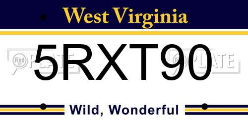 5RXT90 West Virginia License Plate