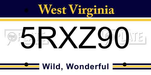 5RXZ90 West Virginia License Plate