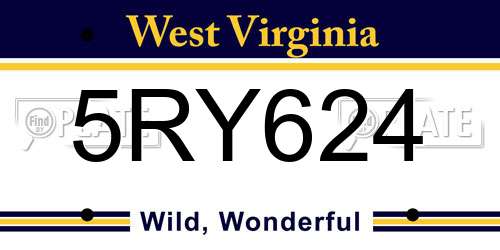 5RY624 West Virginia License Plate