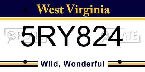 5RY824 West Virginia License Plate