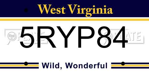 5RYP84 West Virginia License Plate