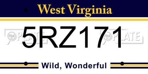 5RZ171 West Virginia License Plate
