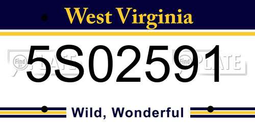 5S02591 West Virginia License Plate