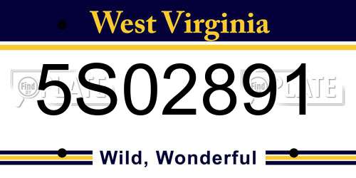 5S02891 West Virginia License Plate