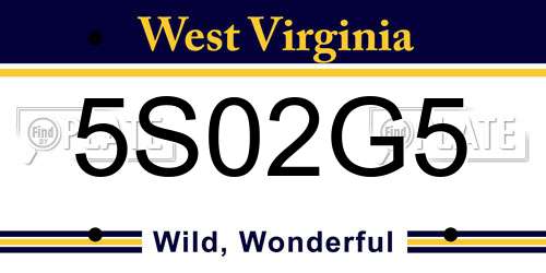 5S02G5 West Virginia License Plate