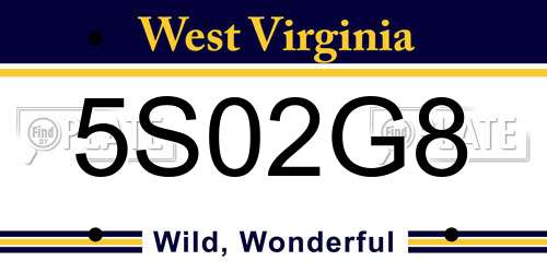 5S02G8 West Virginia License Plate