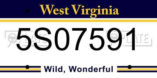 5S07591 West Virginia License Plate