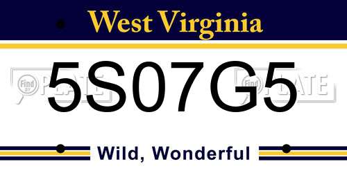 5S07G5 West Virginia License Plate