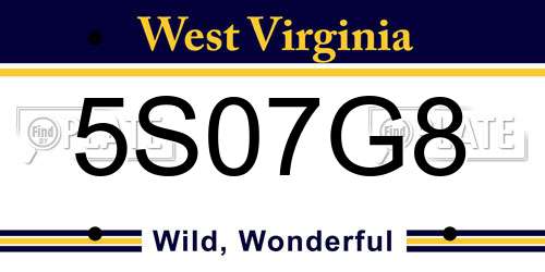 5S07G8 West Virginia License Plate