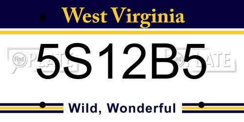 5S12B5 West Virginia License Plate
