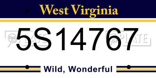 5S14767 West Virginia License Plate