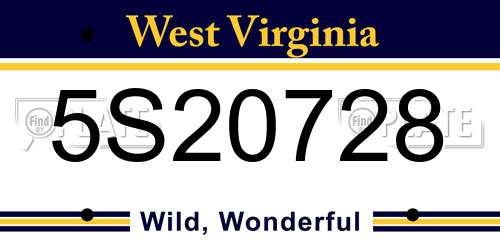 5S20728 West Virginia License Plate