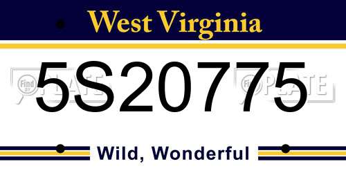 5S20775 West Virginia License Plate