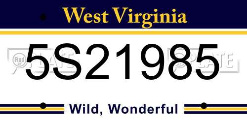 5S21985 West Virginia License Plate