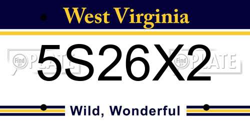 5S26X2 West Virginia License Plate