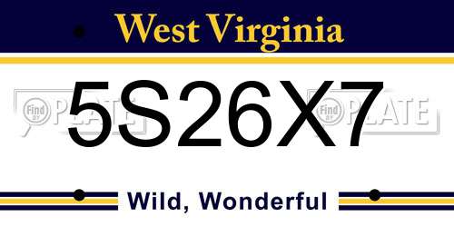 5S26X7 West Virginia License Plate