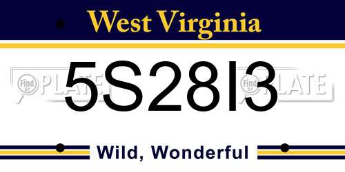5S28I3 West Virginia License Plate