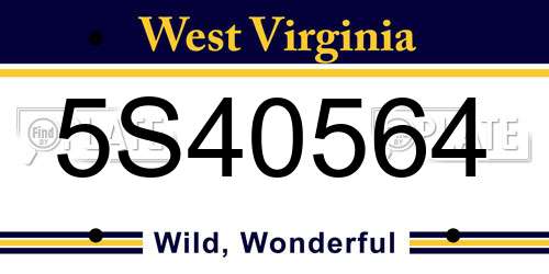 5S40564 West Virginia License Plate