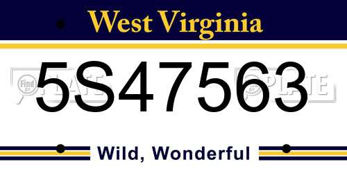 5S47563 West Virginia License Plate
