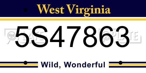 5S47863 West Virginia License Plate