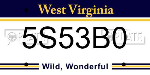 5S53B0 West Virginia License Plate