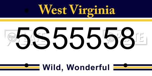 5S55558 West Virginia License Plate