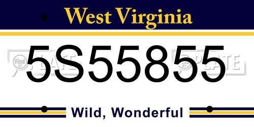 5S55855 West Virginia License Plate