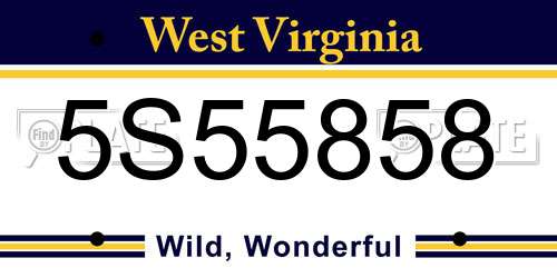 5S55858 West Virginia License Plate