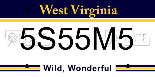 5S55M5 West Virginia License Plate
