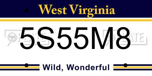 5S55M8 West Virginia License Plate