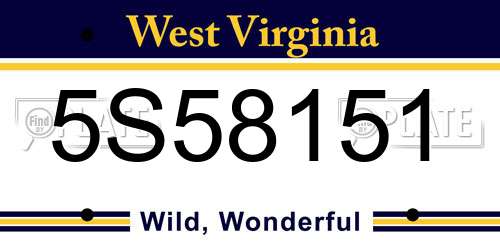5S58151 West Virginia License Plate