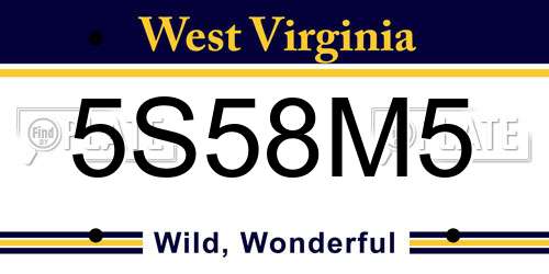 5S58M5 West Virginia License Plate