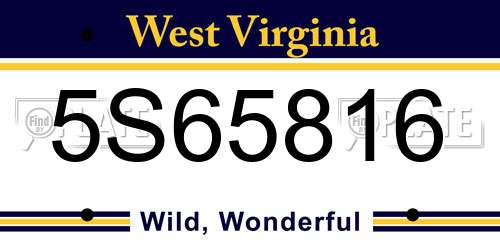 5S65816 West Virginia License Plate