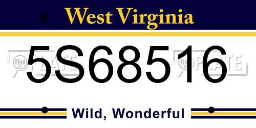 5S68516 West Virginia License Plate