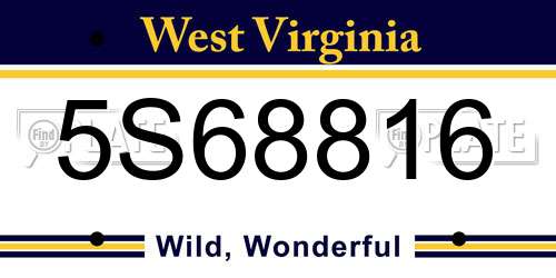 5S68816 West Virginia License Plate