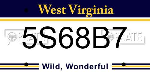5S68B7 West Virginia License Plate