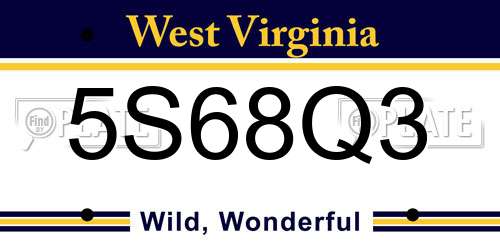 5S68Q3 West Virginia License Plate