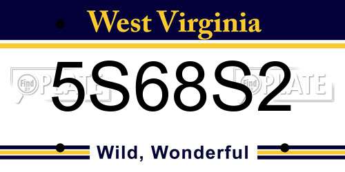 5S68S2 West Virginia License Plate