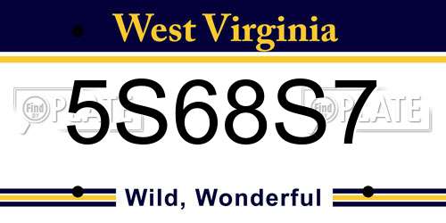 5S68S7 West Virginia License Plate