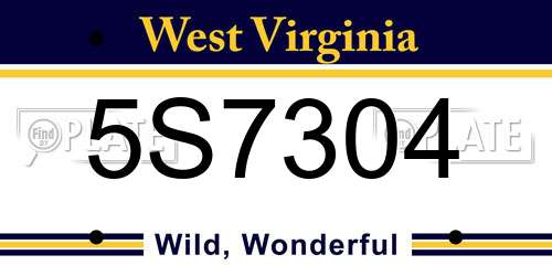5S7304 West Virginia License Plate