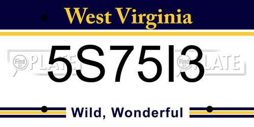 5S75I3 West Virginia License Plate