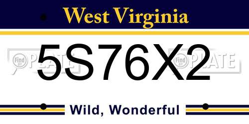 5S76X2 West Virginia License Plate