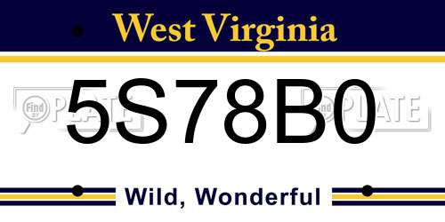 5S78B0 West Virginia License Plate