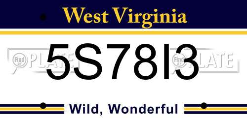 5S78I3 West Virginia License Plate
