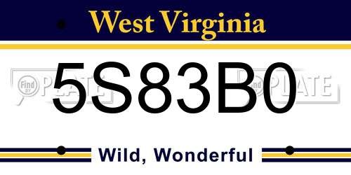 5S83B0 West Virginia License Plate