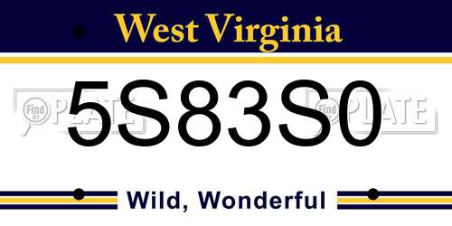 5S83S0 West Virginia License Plate