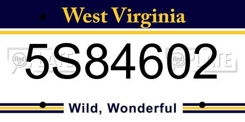 5S84602 West Virginia License Plate