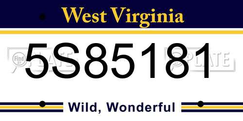 5S85181 West Virginia License Plate