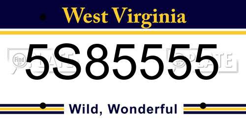 5S85555 West Virginia License Plate