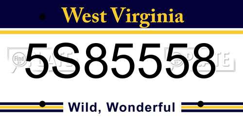 5S85558 West Virginia License Plate